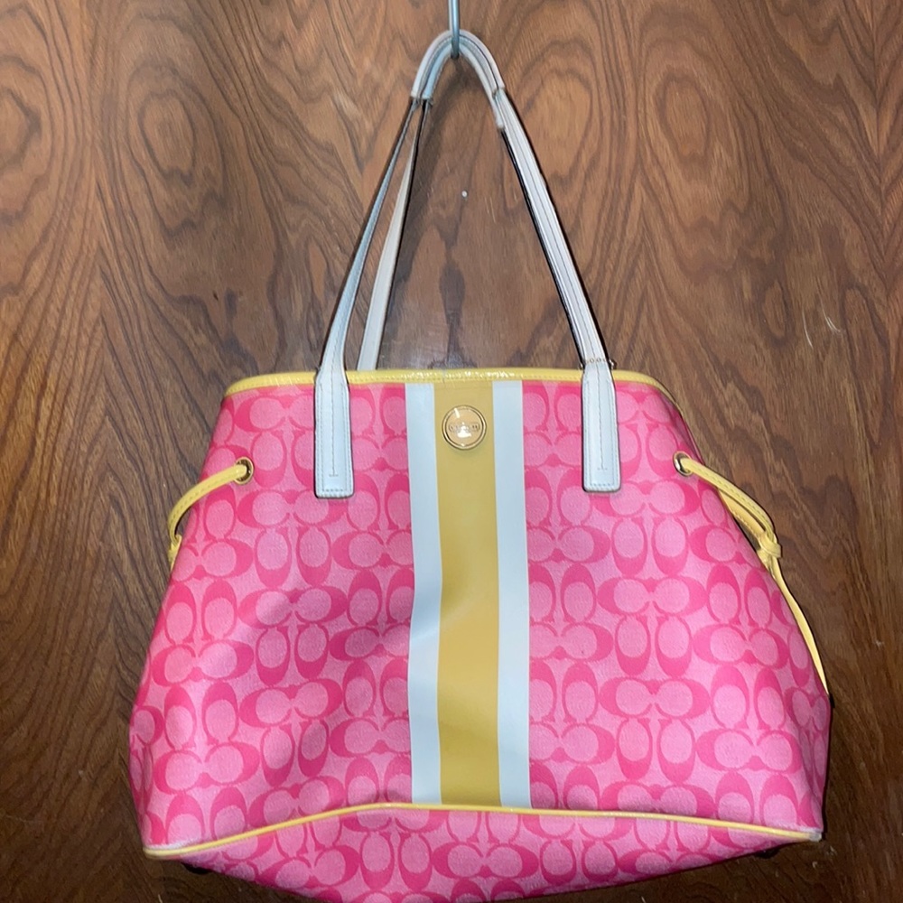 Coach Pink and Yellow Bag